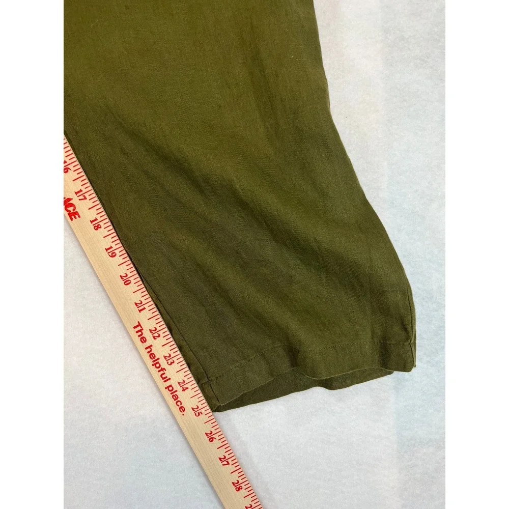 Quince 100% European Linen Straight Leg Pants Olive Green Minimalist Capsule